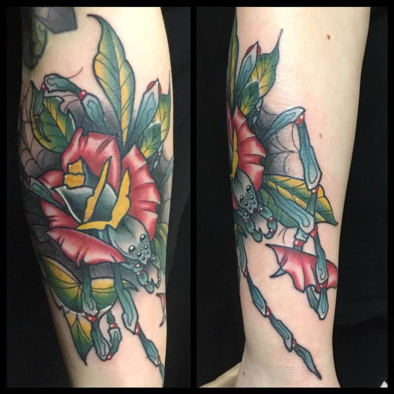 Spider Rose by Skyler Del Drago Tattoos